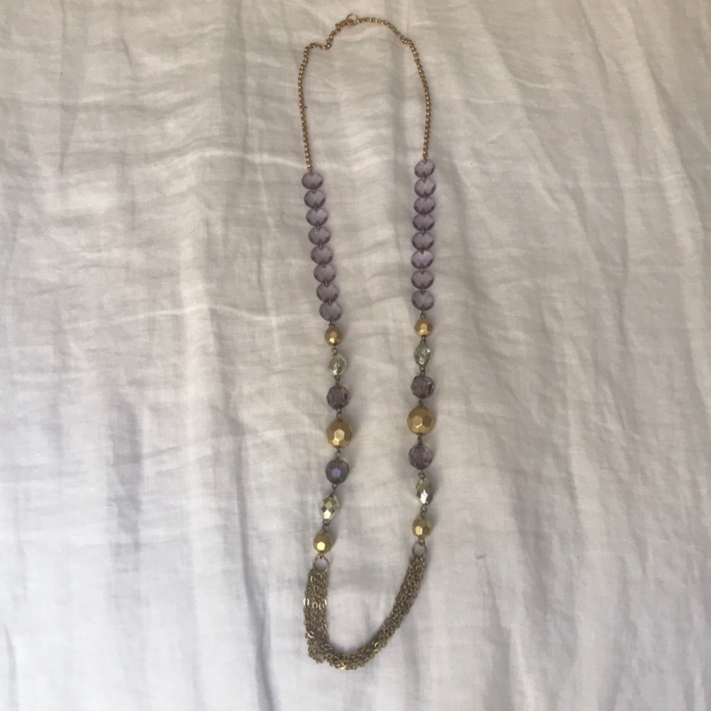 Purple and gold beaded Jcrew necklace